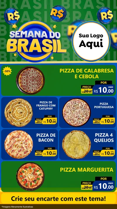 Modelo de TV para TV Vertical com o tema Semana Do Brasil para Pizzaria