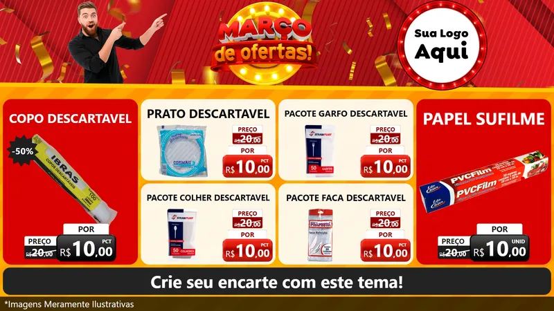 Modelo de TV para TV Horizontal com o tema Março de Ofertas! para Embalagens