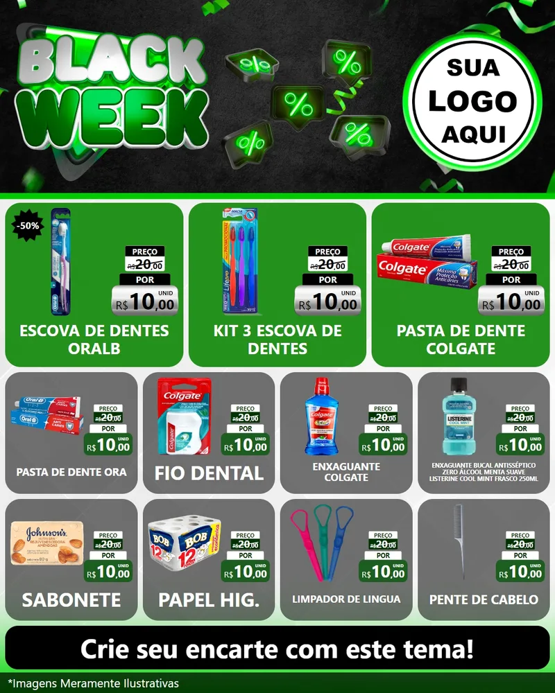 Modelo de Rede Social para Feed Instagram com o tema Black Week para Higiene Pessoal