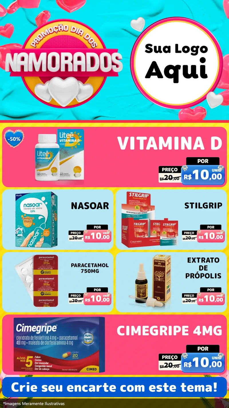 Modelo de TV para TV Vertical com o tema Promoção Dia dos Namorados para Farmácia