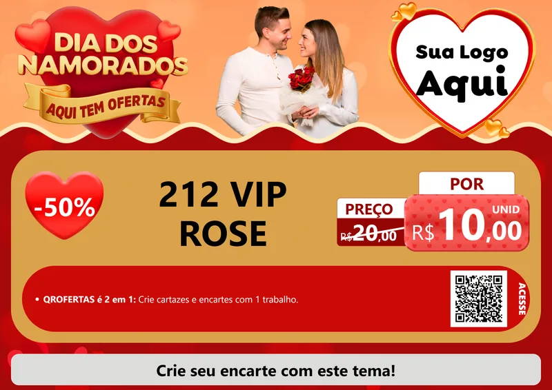 Modelo de Cartaz para Cartaz A4 Horizontal com o tema Dia dos Namorados - Aqui Tem Ofertas para Perfumes