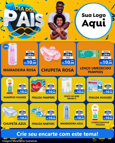 Modelo de Rede Social para Feed Instagram com o tema Dia dos Pais para Bebês