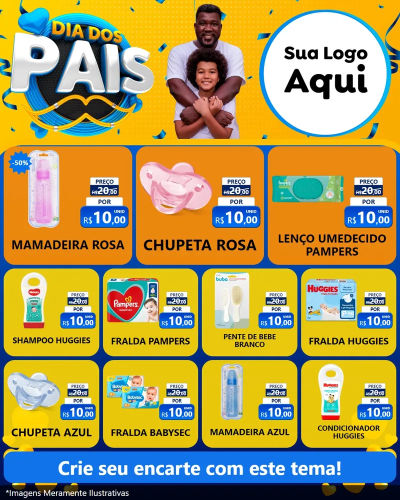 Modelo de Rede Social para Feed Instagram com o tema Dia dos Pais para Bebês