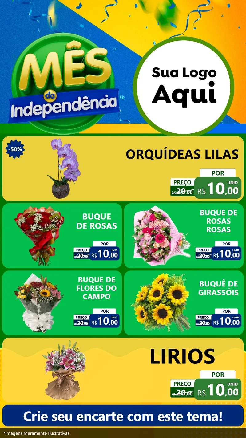 Modelo de TV para TV Vertical com o tema Mês da Independência para Floricultura e jardim