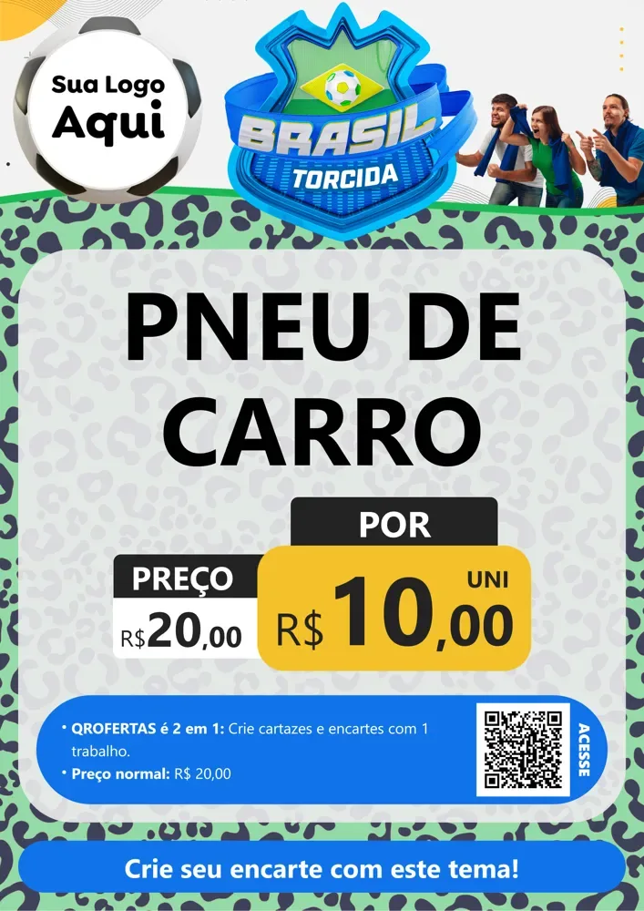 Modelo de Cartaz para Cartaz A4 Vertical com o tema Brasil Torcida - Copa para Auto peças