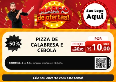 Modelo de Cartaz para Cartaz A4 Horizontal com o tema Março de Ofertas! para Pizzaria