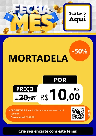 Modelo de Cartaz para Cartaz A4 Vertical com o tema Fecha Mês para Frios e Laticínios