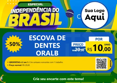 Modelo de Cartaz para Cartaz A4 Horizontal com o tema Especial Independência do Brasil para Higiene Pessoal