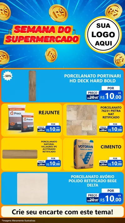 Modelo de TV para TV Vertical com o tema Semana do Supermercado para Pisos e revestimentos