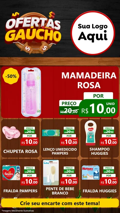 Modelo de Rede Social para Stories com o tema Ofertas Dia do Gaúcho para Bebês