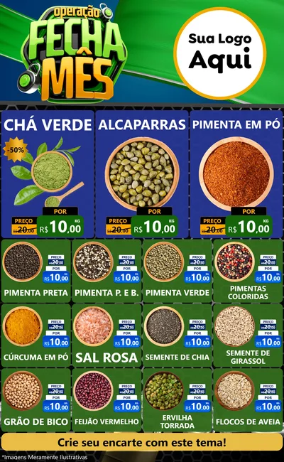 Modelo de Encarte para Encarte Grande com o tema Operação Fecha Mês para Produtos Naturais
