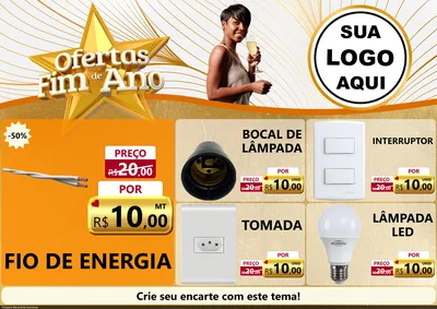 Modelo de Encarte para Encarte A4 Horizontal com o tema Ofertas Fim de Ano para Materiais Elétricos