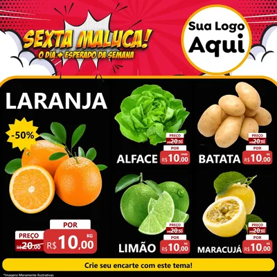 Modelo de Rede Social para Feed Facebook com o tema Sexta Maluca! para Hortifrúti