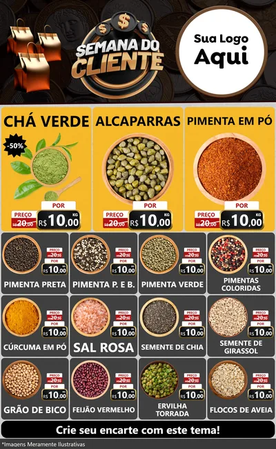Modelo de Encarte para Encarte Grande com o tema Semana do Cliente para Produtos Naturais