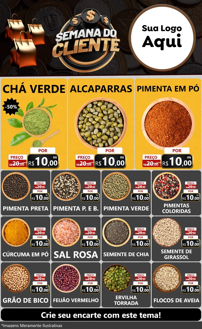 Modelo de Encarte para Encarte Grande com o tema Semana do Cliente para Produtos Naturais