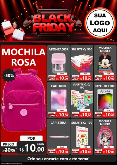 Modelo de Encarte para Encarte A4 Vertical com o tema Black Friday para Papelaria