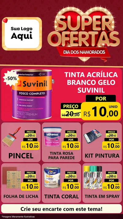 Modelo de Rede Social para Stories com o tema Dia dos Namorados para Tintas e Ferramentas