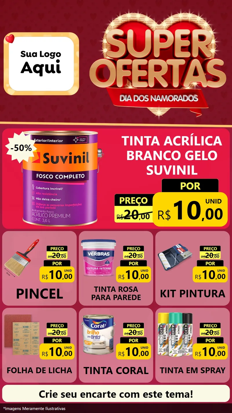 Modelo de Rede Social para Stories com o tema Dia dos Namorados para Tintas e Ferramentas