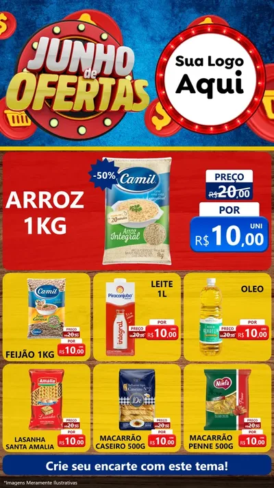 Modelo de Rede Social para Stories com o tema Junho de Ofertas para Supermercado