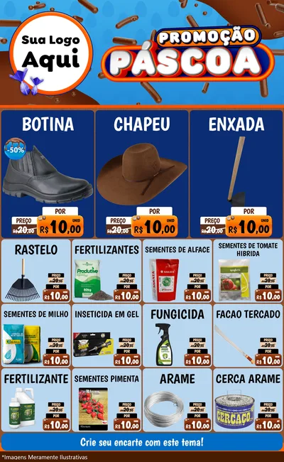 Modelo de Encarte para Encarte Grande com o tema Promoção Páscoa para Agropecuária