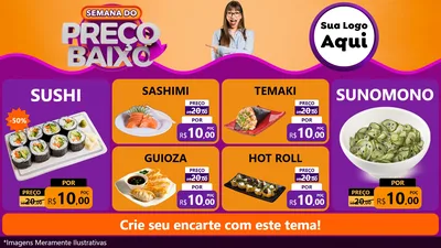 Modelo de TV para TV Horizontal com o tema Semana do Preço Baixo para Comida japonesa