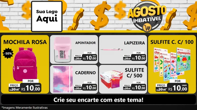 Modelo de TV para TV Horizontal com o tema Agosto imbatível para Papelaria