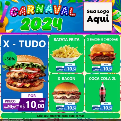 Modelo de Rede Social para Feed Facebook com o tema Carnaval 2027 para Hamburgueria