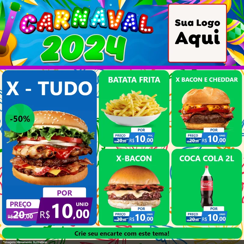 Modelo de Rede Social para Feed Facebook com o tema Carnaval 2027 para Hamburgueria