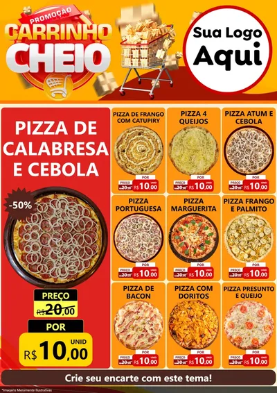 Modelo de Encarte para Encarte A4 Vertical com o tema Promoção carrinho cheio para Pizzaria
