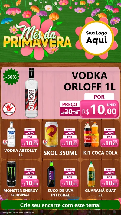 Modelo de Rede Social para Stories com o tema Mês da Primavera para Distribuidora de bebidas
