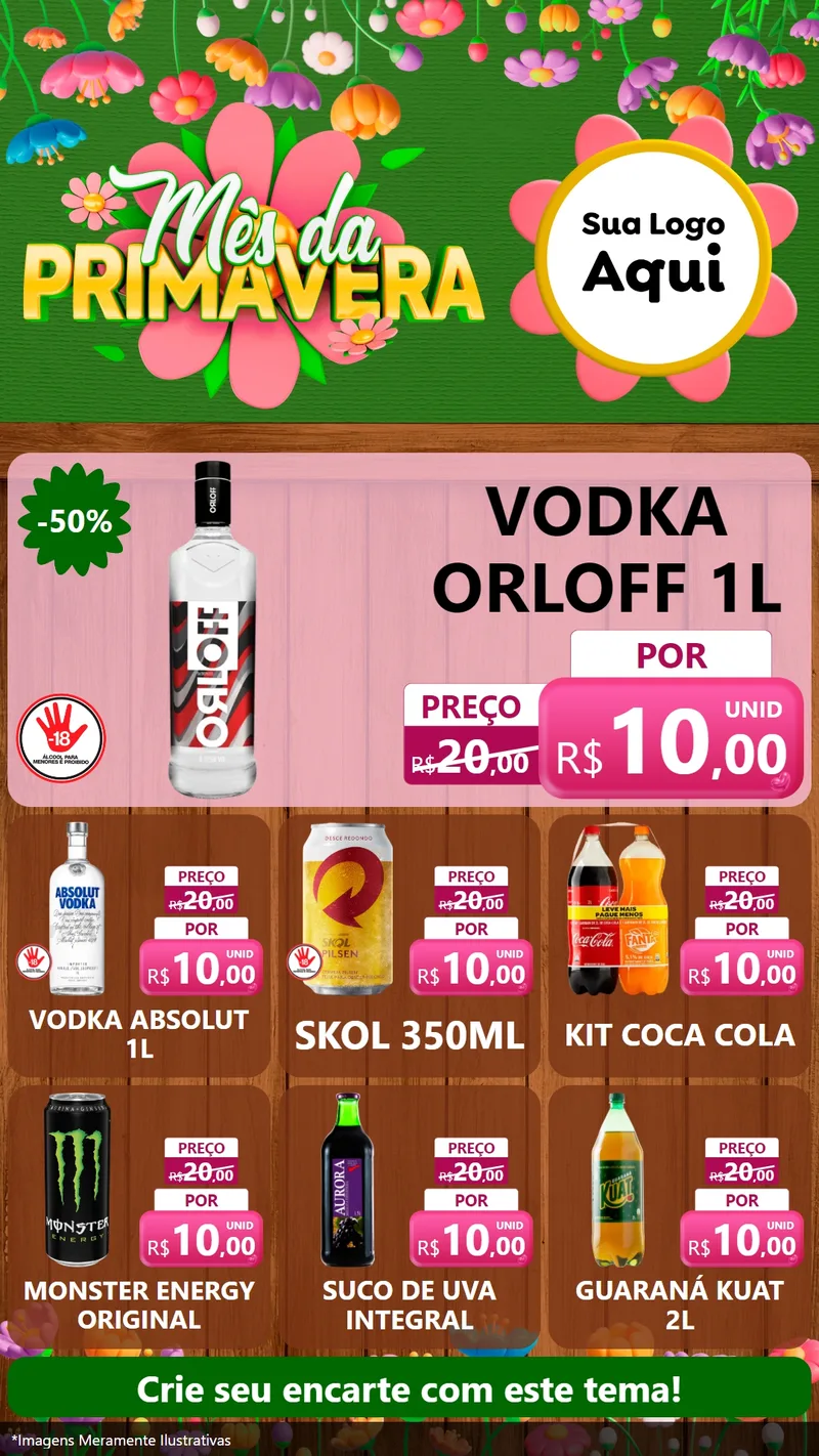 Modelo de Rede Social para Stories com o tema Mês da Primavera para Distribuidora de bebidas