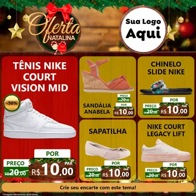 Modelo de Rede Social para Feed Facebook com o tema Ofertas Natalina para Calçados