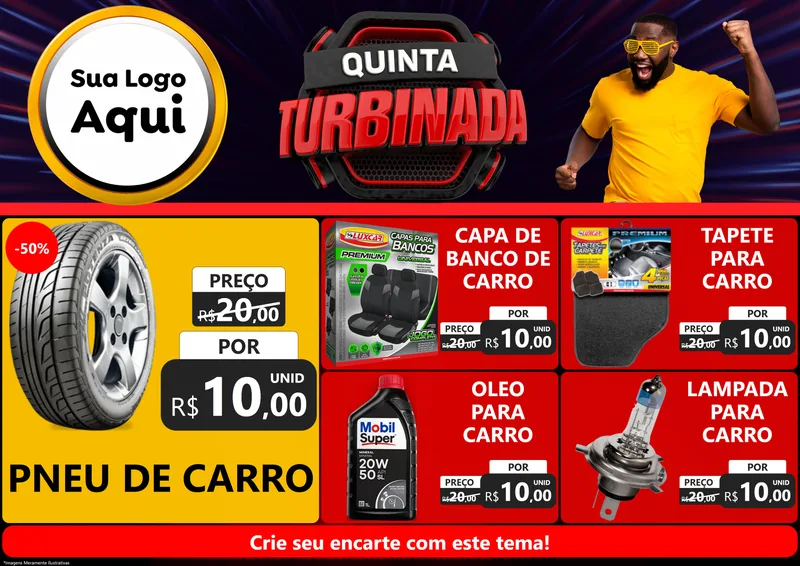 Modelo de Encarte para Encarte A4 Horizontal com o tema Quinta Turbinada para Auto peças