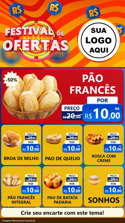 Modelo de Rede Social para Stories com o tema Festival de Ofertas para Padaria