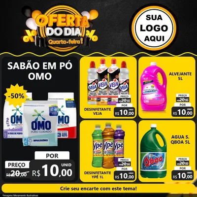 Modelo de Rede Social para Feed Facebook com o tema Oferta do Dia - Quarta Feira! para Produtos de Limpeza