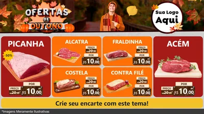 Modelo de TV para TV Horizontal com o tema Ofertas de Outono para Açougue