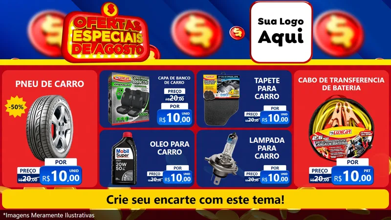 Modelo de TV para TV Horizontal com o tema Ofertas Especiais de Agosto para Auto peças