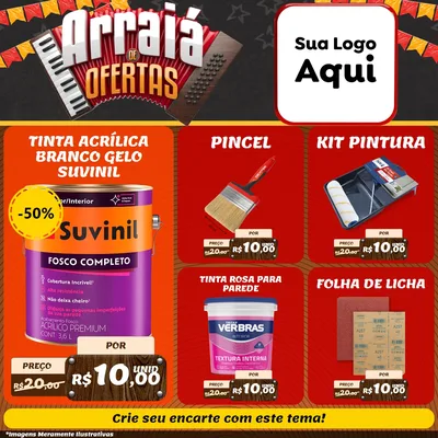 Modelo de Rede Social para Feed Facebook com o tema Arraiá de Ofertas - Junina para Tintas e Ferramentas
