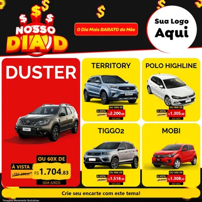 Modelo de Rede Social para Feed Facebook com o tema Nosso Dia D para Concessionaria de Carros