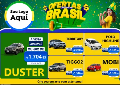 Modelo de Encarte para Encarte A4 Horizontal com o tema Ofertas Semana do Brasil para Concessionaria de Carros