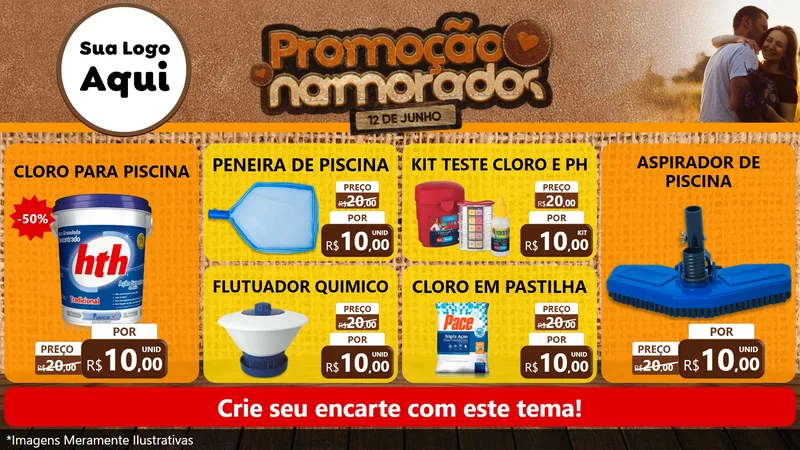 Modelo de TV para TV Horizontal com o tema Promoção Namorados para Produtos para Piscina