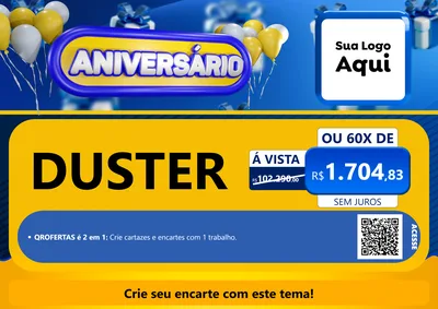 Modelo de Cartaz para Cartaz A4 Horizontal com o tema Aniversário para Concessionaria de Carros