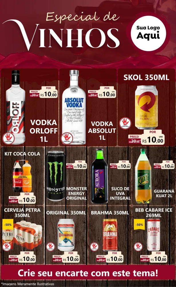 Modelo de Encarte para Encarte Grande com o tema Especial de vinhos para Distribuidora de bebidas
