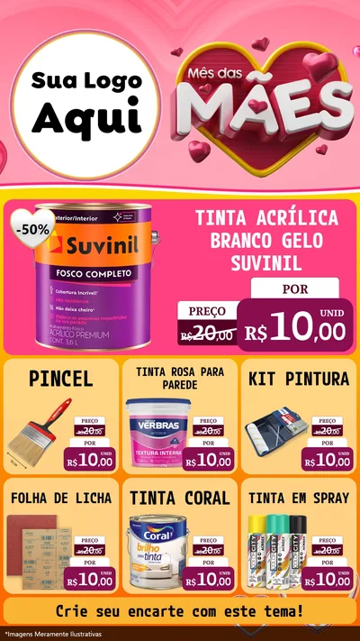 Modelo de Rede Social para Stories com o tema Mês das Mães para Tintas e Ferramentas