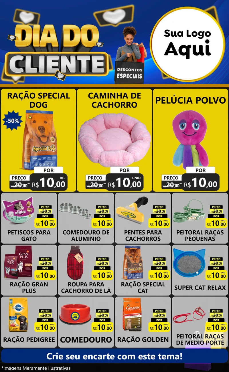 Modelo de Encarte para Encarte Grande com o tema Dia Do Cliente para Pet Shop