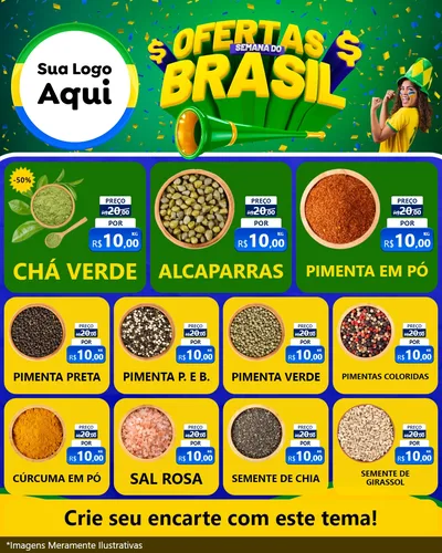 Modelo de Rede Social para Feed Instagram com o tema Ofertas Semana do Brasil para Produtos Naturais