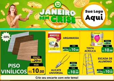 Modelo de Encarte para Encarte A4 Horizontal com o tema Janeiro Sem Crise para Material para Construção