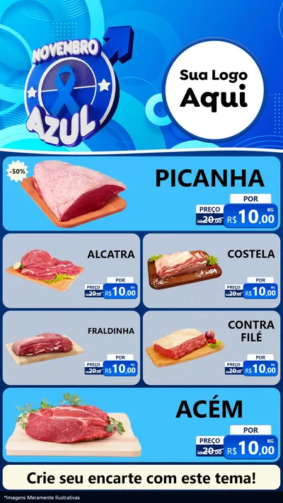 Modelo de TV para TV Vertical com o tema Novembro Azul para Açougue