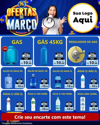Modelo de Rede Social para Feed Instagram com o tema Ofertas de Março para Água e gás