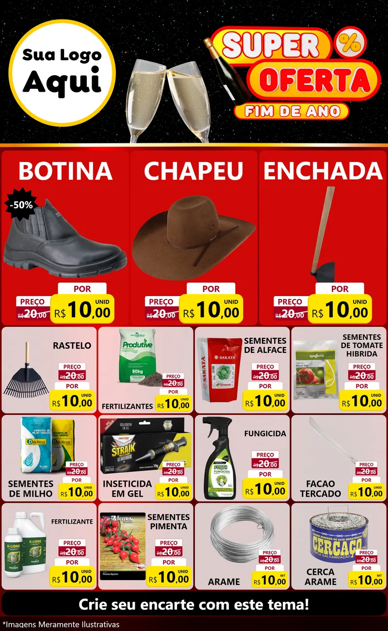 Modelo de Encarte para Encarte Grande com o tema Super Oferta Fim de Ano para Agropecuária